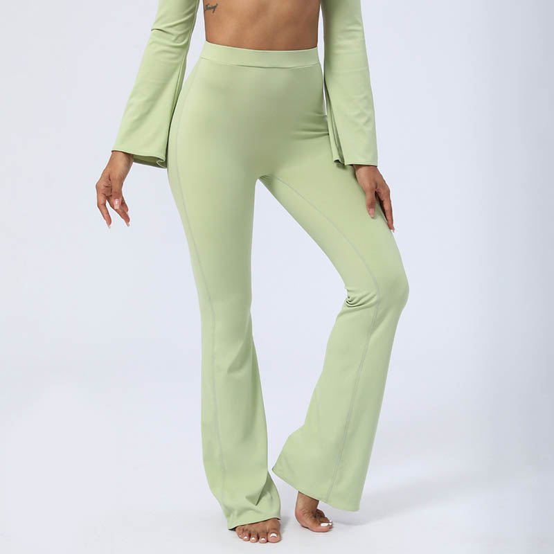 Long Sleeve Backless Strap Top Bra Flare Pants Fitness Yoga Outfit