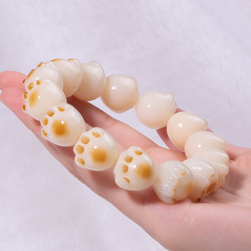 Cute Cat Paw Claw Bodhi Seed Peace Bracelet