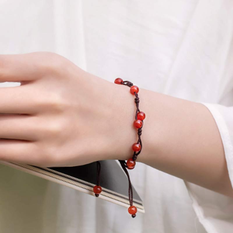 Handmade Natural Gemstone & Sandalwood Beaded String Bracelet