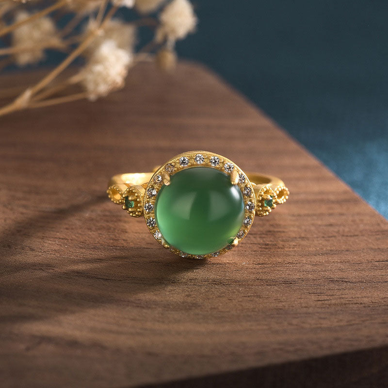 Minimalist Cyan Jade and Copper Inset Band Ring