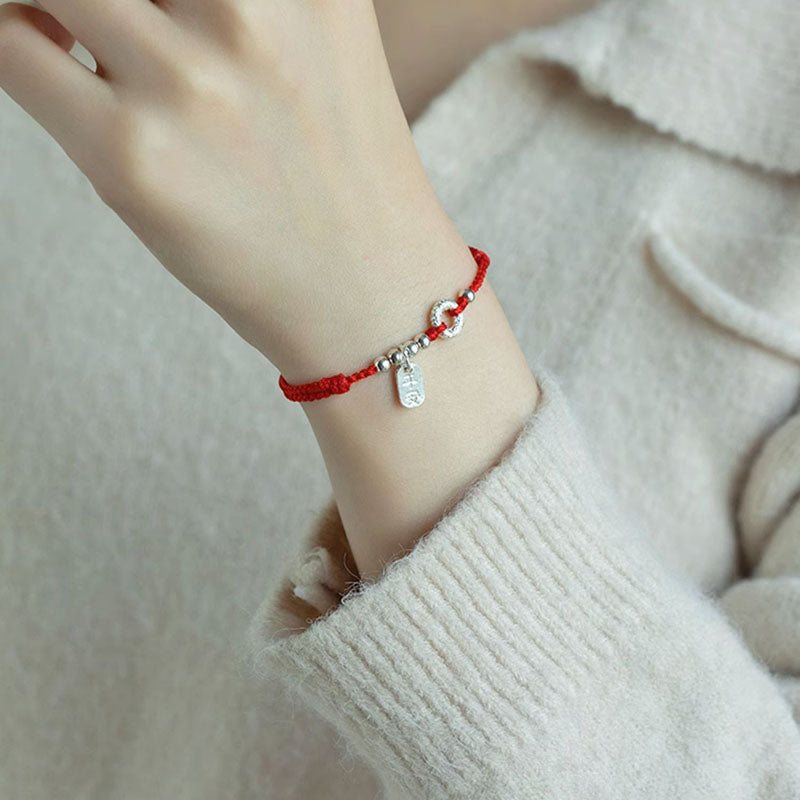 925 Sterling Silver Auspicious Clouds Peace Buckle Safe And Sound Bracelet Anklet