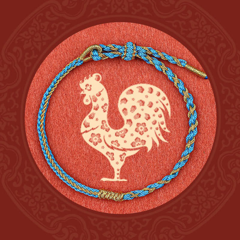 Handmade Chinese Zodiac Braided Red String Bracelet: Dragon Rabbit Rat Horse Rooster