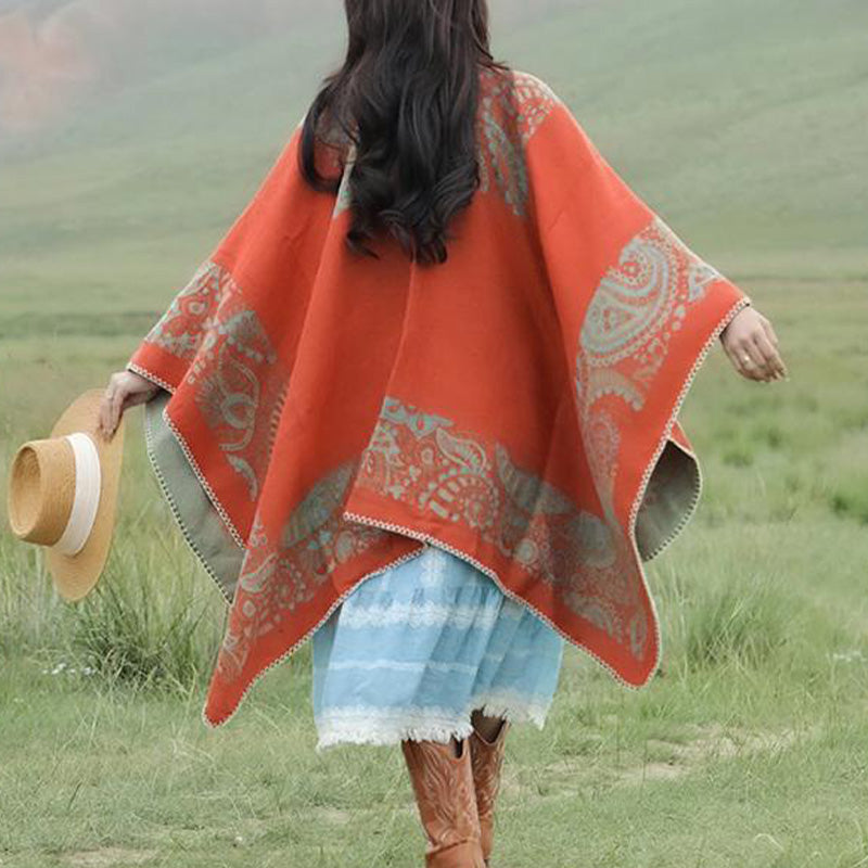 Tibetan Shawl Simple Pattern Winter Cozy Travel Scarf Wrap