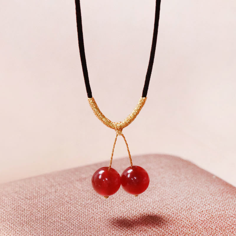 Natural Red Agate Chalcedony Self-acceptance Confidence String Bead Bracelet Necklace Pendant