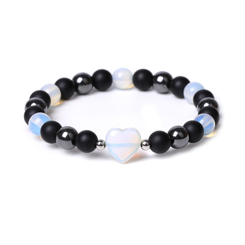 Black Onyx Tiger Eye Stone Crystal Love Heart Protection Bracelet