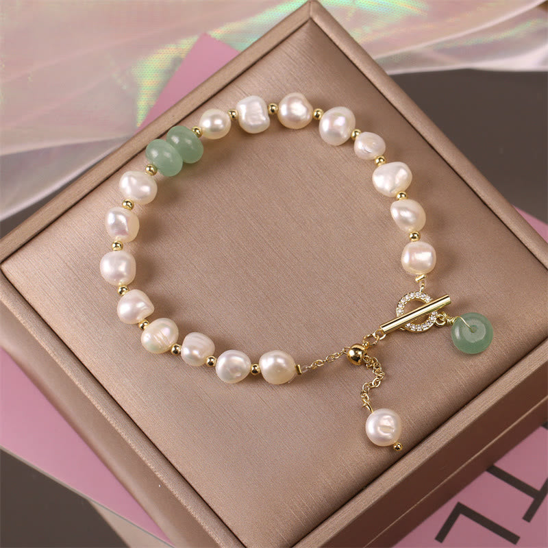 Pearl Green Strawberry Quartz Bead Healing Chain Bracelet