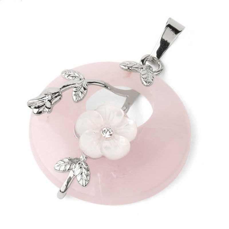 Various Crystal Amethyst Green Aventurine Flower Healing Necklace Pendant