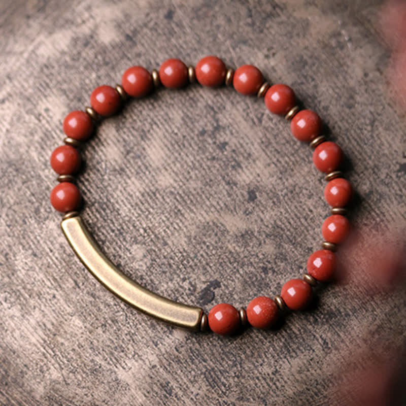 Handmade Red Jasper Moss Agate or Black Obsidian Copper Wrap Couple Bracelet