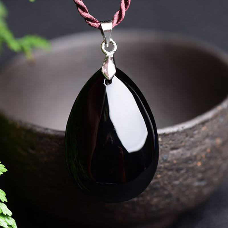 Gold Sheen Obsidian Black Obsidian Rainbow Obsidian Wealth Water Drop Necklace Pendant
