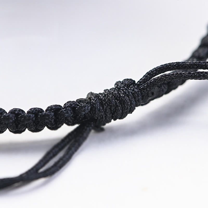 Small Leaf Red Sandalwood Ebony Wood Cute Cat Head Calm Protection Braided Bracelet