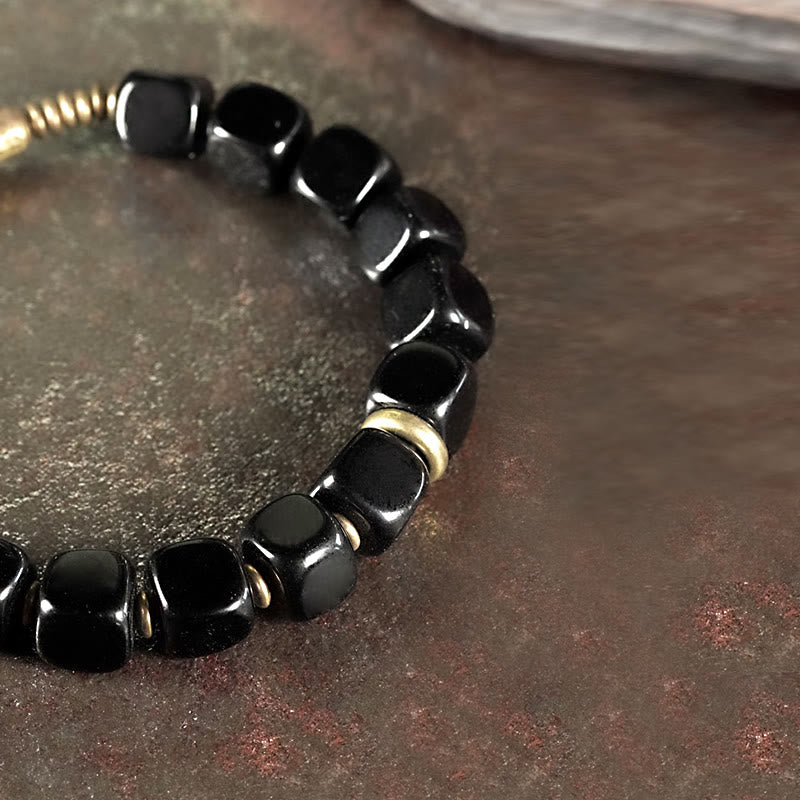Black Obsidian Crystal Copper Strength Couple Bracelet