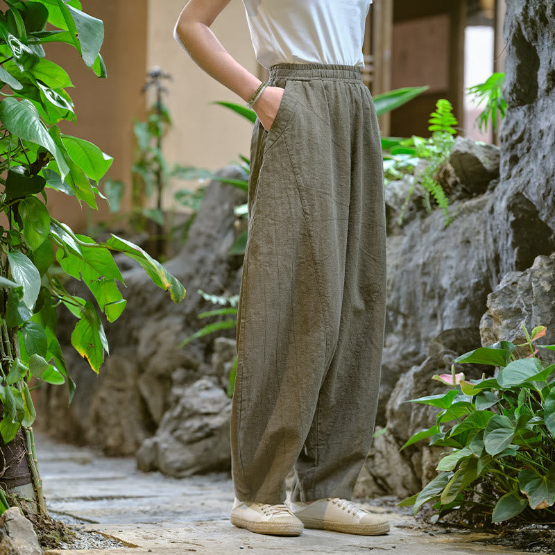 Solid Color Loose Yoga Harem Pants With Pockets