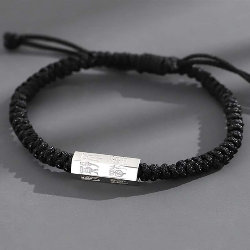 Custom Letter Engraving 925 Sterling Silver Braided Red String Bracelet