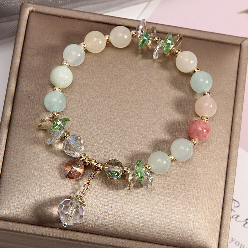 Cat's Eye Pink Crystal Peace Charm Bracelet