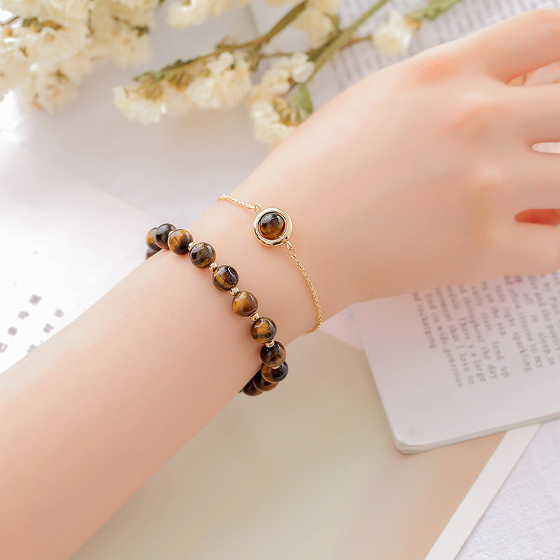 Sun Stone Strawberry Quartz Crystal Positive Bracelet