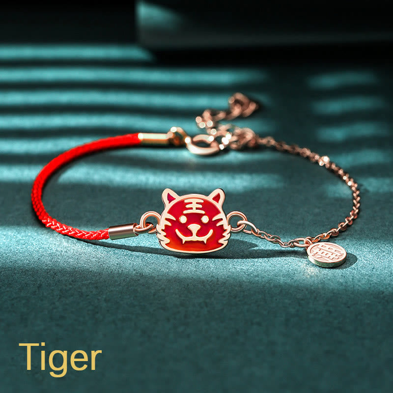 925 Sterling Silver Color-changing Chinese Zodiac Luck Protection Red String Chain Bracelet