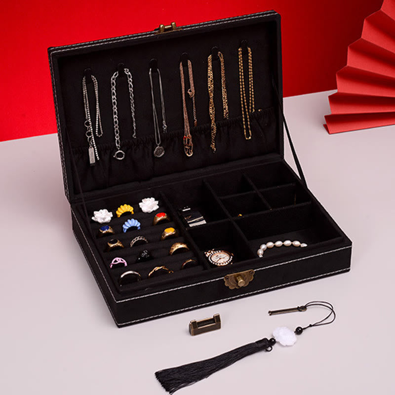 Minimalist Single Layer Flannel Jewelry Organizer with Secure Lock