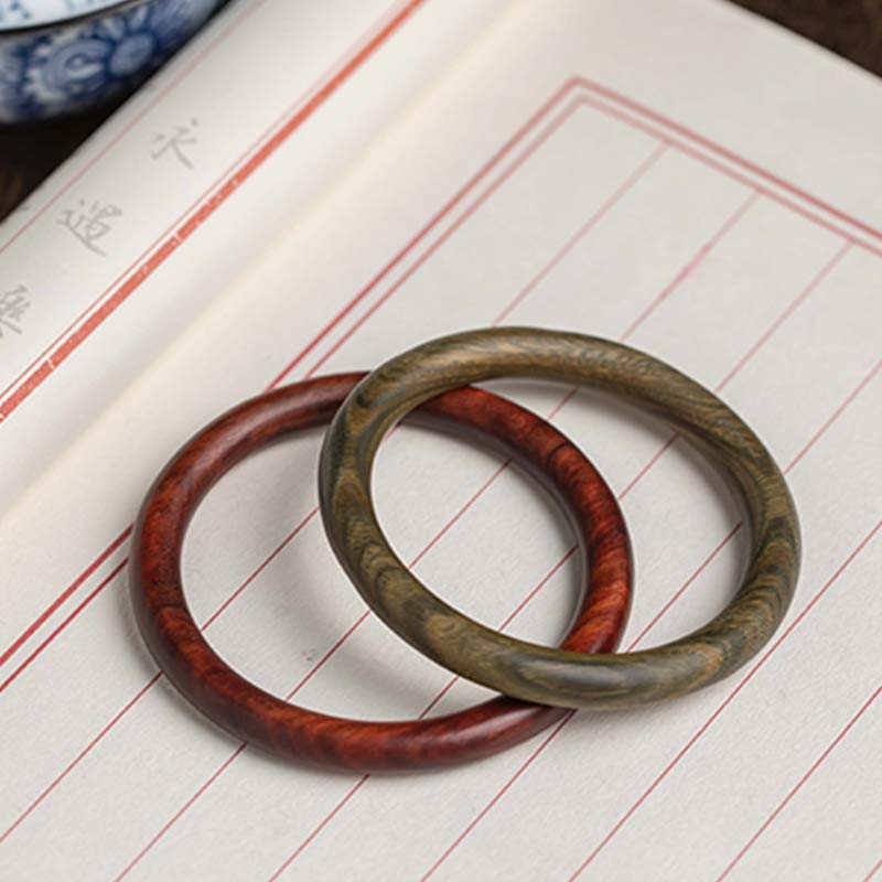 Tibetan Small Leaf Red Sandalwood Ebony Green Sandalwood Protection Bracelet Bangle