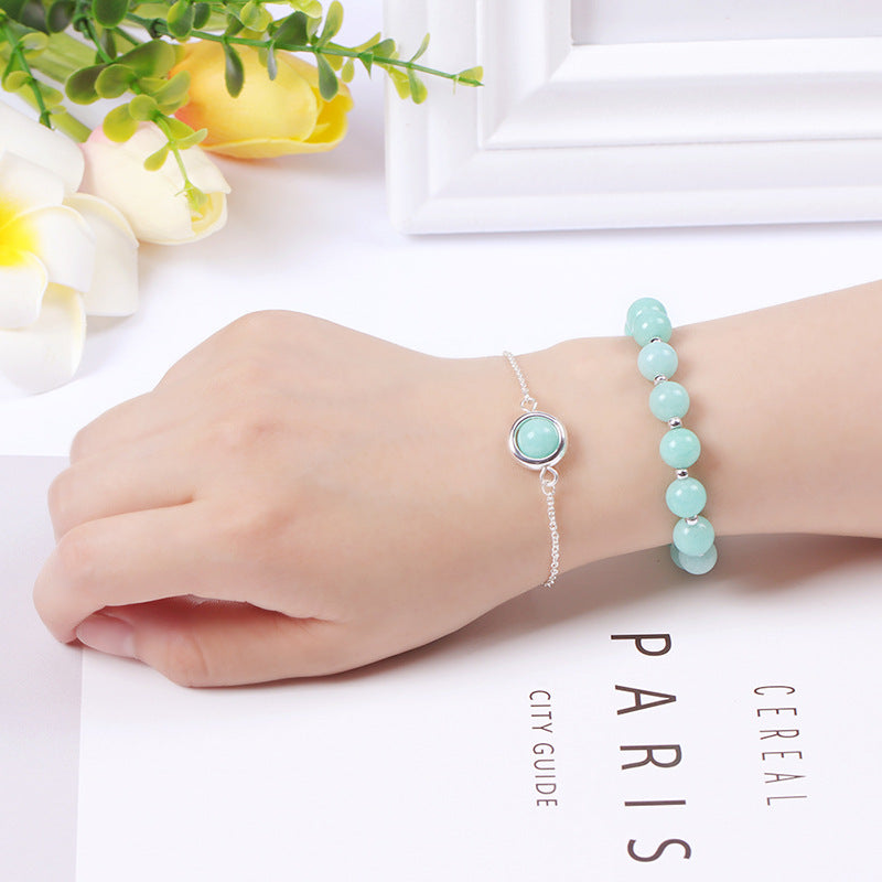 Sun Stone Strawberry Quartz Crystal Positive Bracelet