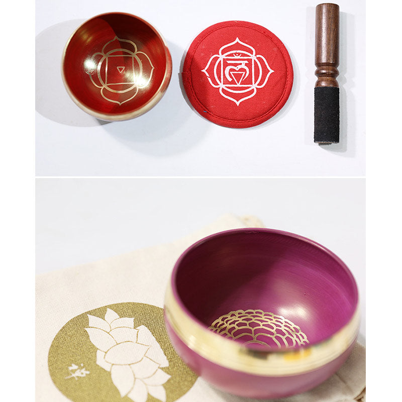 Tibetan Sound Bowl Handcrafted for Chakra Healing and Mindfulness Meditation Singing Bowl Set