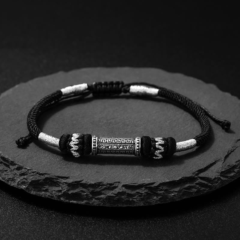 925 Sterling Silver Om Mani Padme Hum Wisdom Braided Rope Bracelet