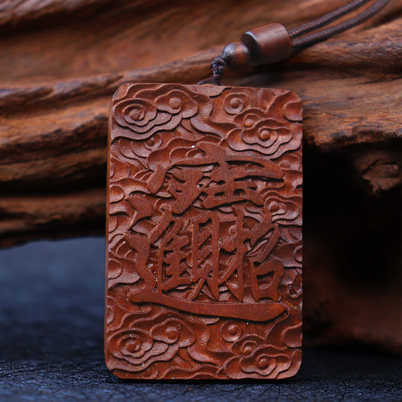 Natural Lightning Struck Jujube Wood PiXiu Copper Coin Good Fortune Necklace Pendant