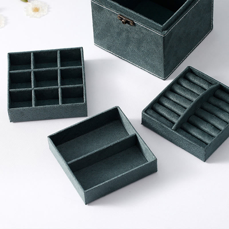 Three-Layer Flannel Jewelry Box Organizer and Storage Case