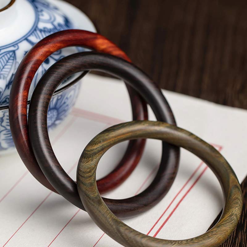 Tibetan Small Leaf Red Sandalwood Ebony Green Sandalwood Protection Bracelet Bangle