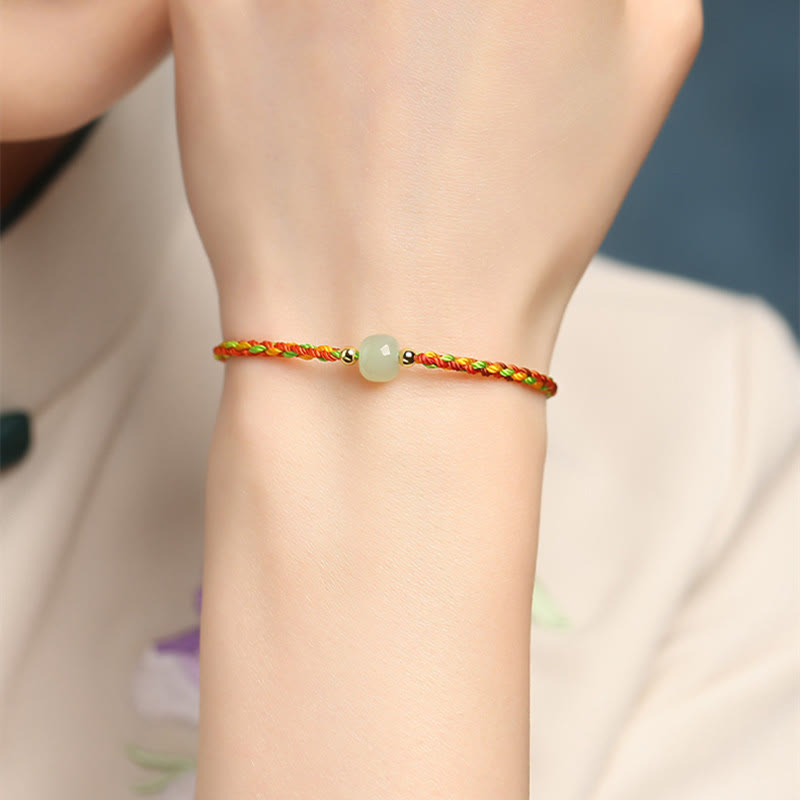 Colorful Rope Luck Jade Bead Abundance Bracelet