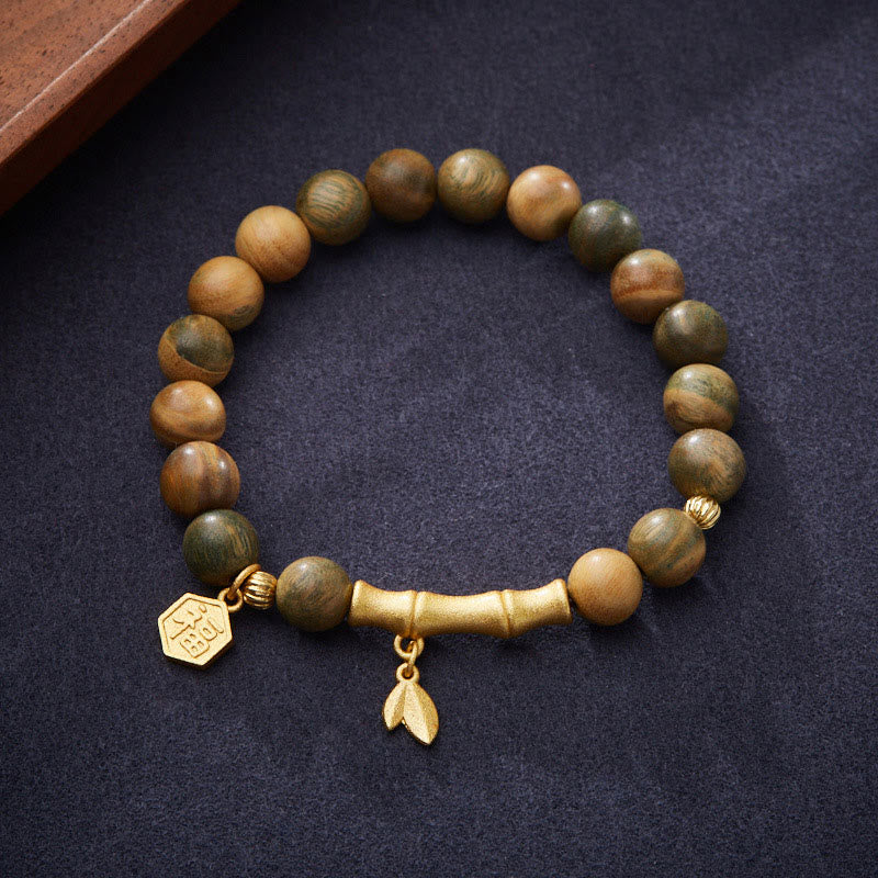 Green Sandalwood Fu Character Bamboo Soothing Bracelet