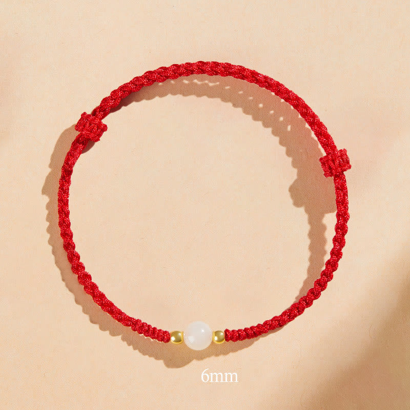 Handcrafted Round Jade Lucky Bead Prosperity Braided Bracelet