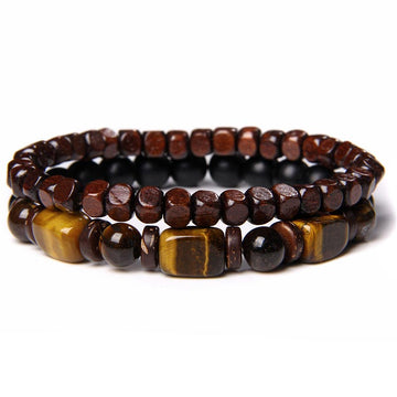 Tiger Eye Frosted Stone Hematite Courage Bracelet
