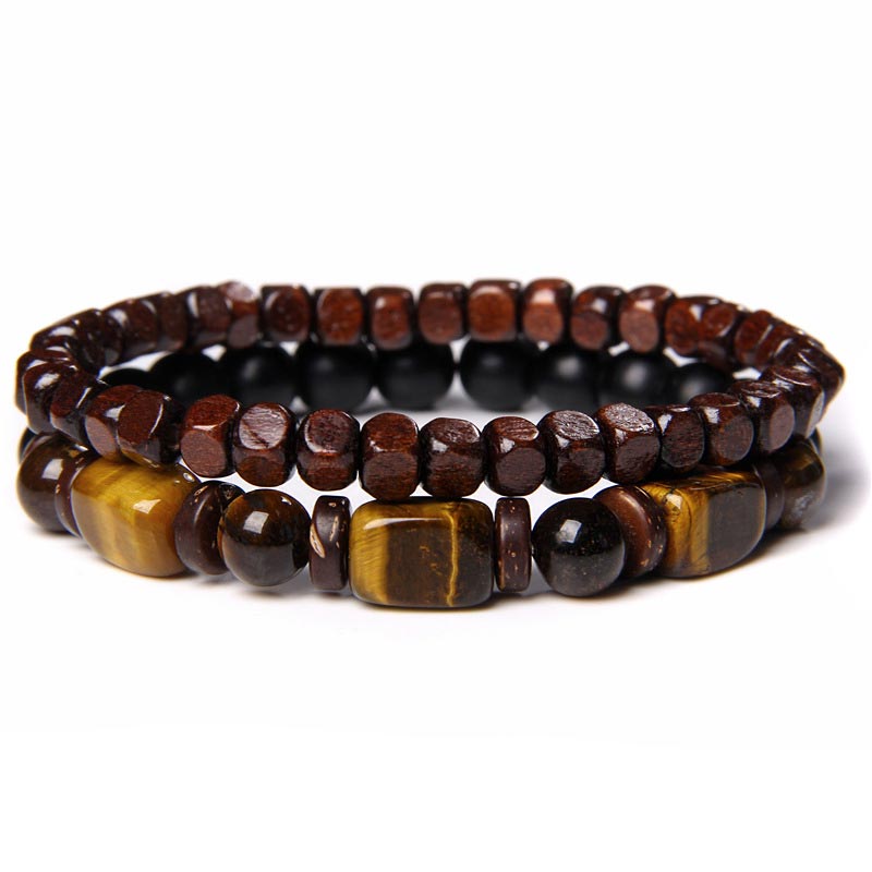 Tiger Eye Frosted Stone Hematite Courage Bracelet