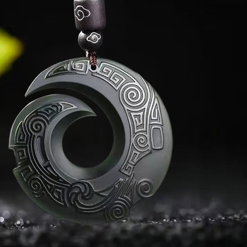 One's Luck Improves Design Patern Hetian Cyan Jade Peace Buckle Luck Necklace Pendant