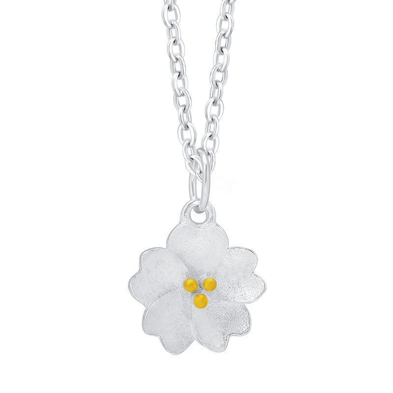 925 Sterling Silver Cherry Blossom Flower Blessing Necklace Pendant