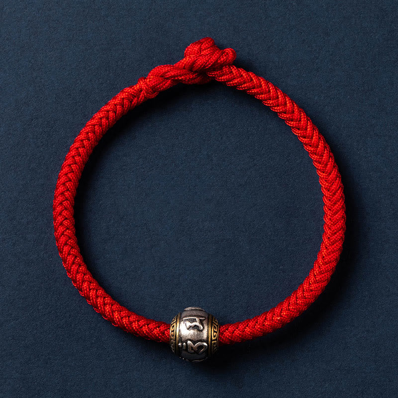 925 Sterling Silver Tibet Handmade Om Mani Padme Hum Luck Protection King Kong Knot Braided Bracelet