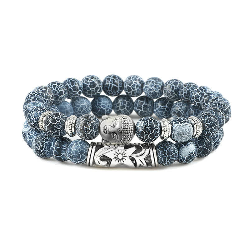 2Pcs Natural Crystal Agate Buddha Protection Bracelet