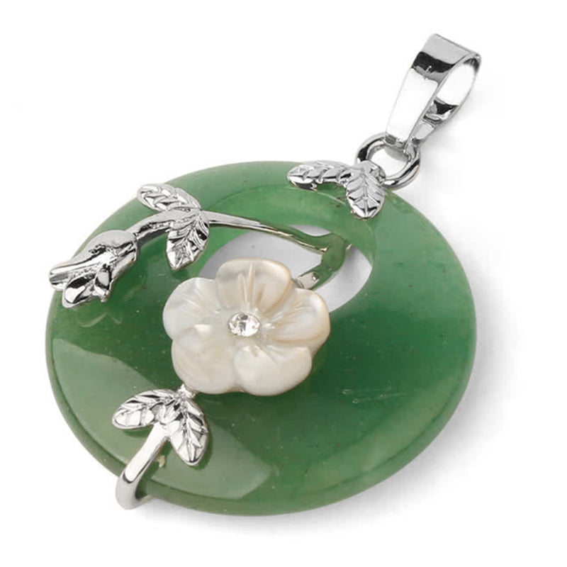 Various Crystal Amethyst Green Aventurine Flower Healing Necklace Pendant