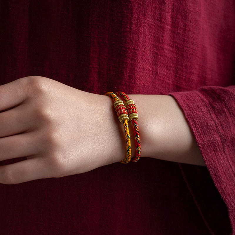 Tibet Handmade Chinese Zodiac Natal Buddha Luck Strength Braided String Bracelet