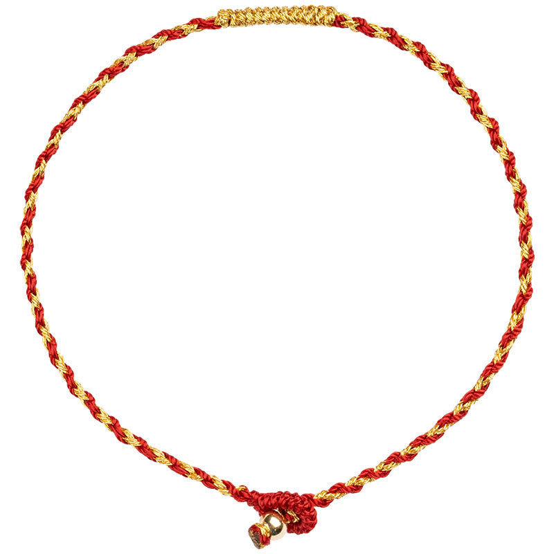 Handmade 14K Gold Plated Red String Vajra Knot Braided Rope Bracelet