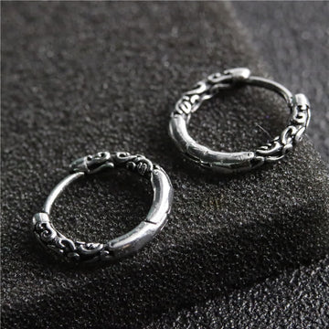Viking Celtic Hoop Titanium Steel Balance Earrings