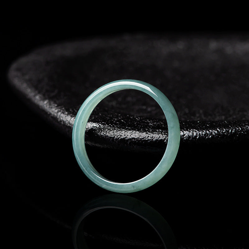 Hand-Polished Natural Jade Minimalist Band Ring