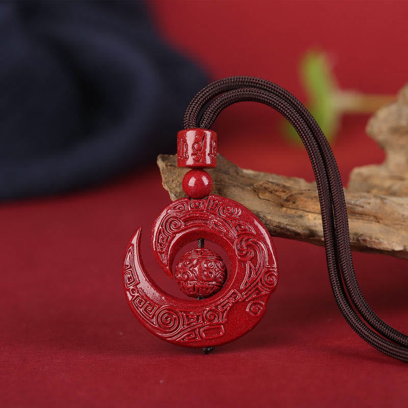 One's Luck Improves Design Patern Natural Cinnabar Concentration Necklace Pendant