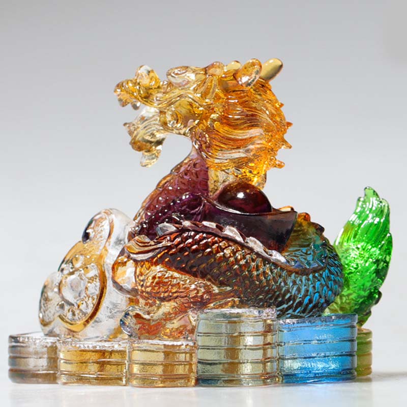 Year of the Dragon Handmade 12 Chinese Zodiac Liuli Crystal Art Piece Protection Home Office Decoration