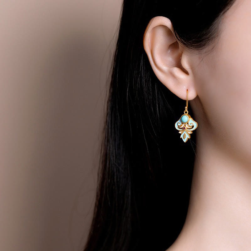 Vibrant Enamel Turquoise and Copper Drop Earrings for Mindful Presence