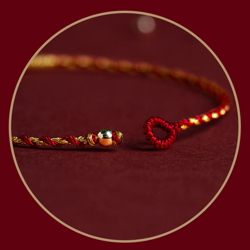 Handmade 14K Gold Plated Red String Vajra Knot Braided Rope Bracelet