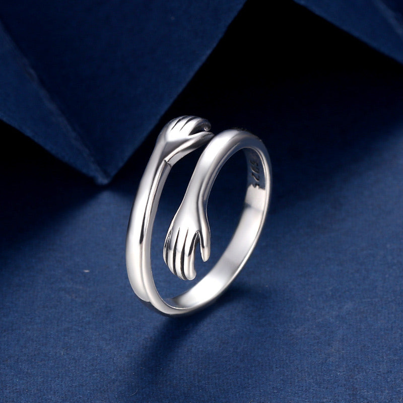925 Sterling Silver Love Hug Thumb Ring