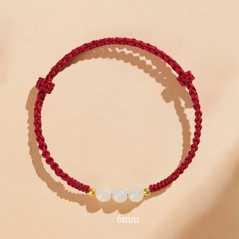 Handcrafted Round Jade Lucky Bead Prosperity Braided Bracelet