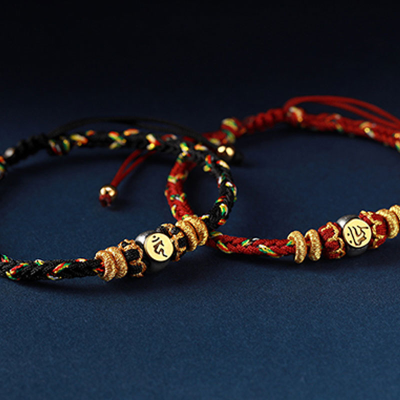 Hand-Braided Red String Sterling Silver Zodiac Guardian Buddha Bracelet