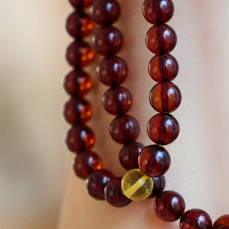 Natural 108 Mala Beads Amber Clear Anxiety Bracelet